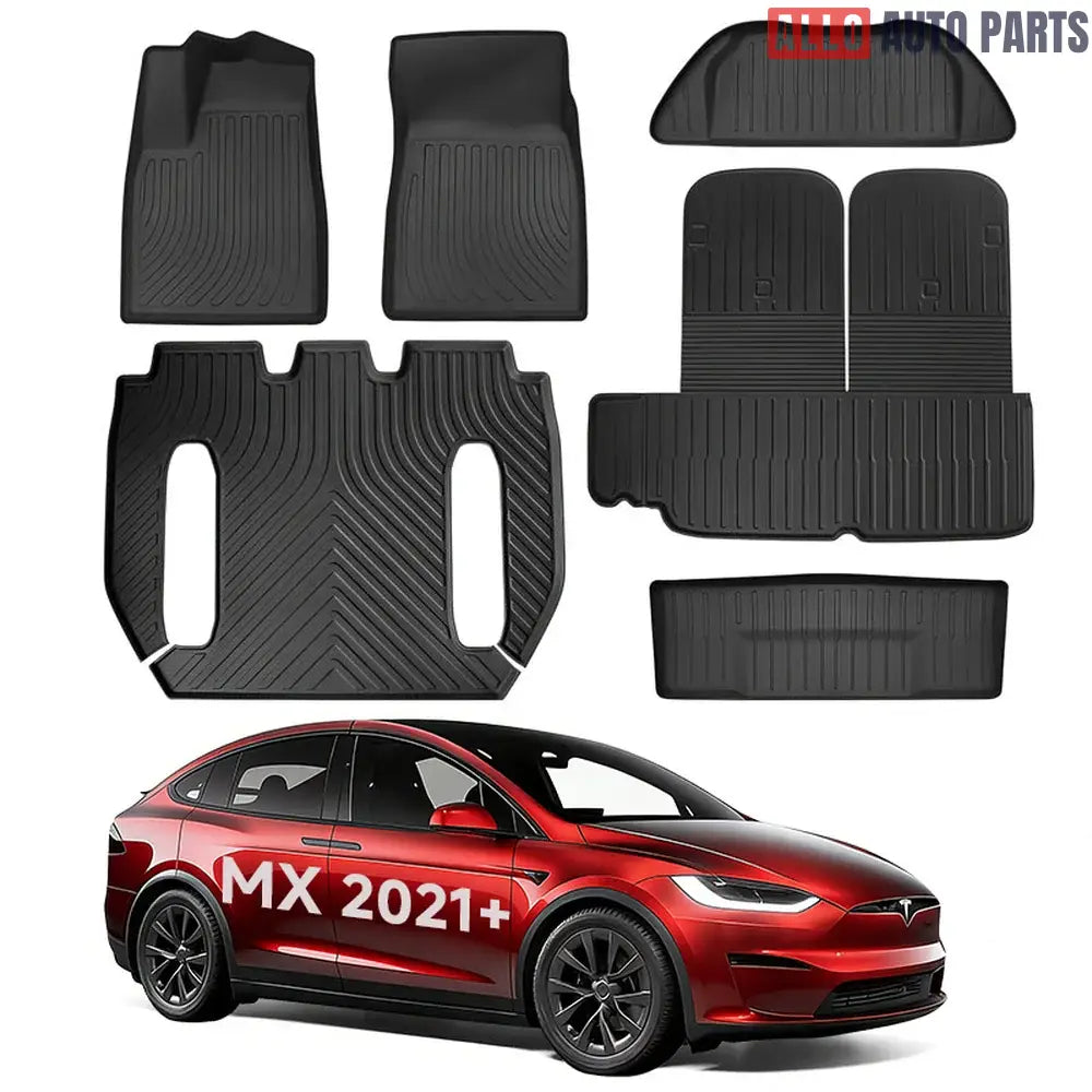 Tesla Model X 2021-2024 All Weather Floor Mats & Cargo Liners - Custom TPE Set - Tesla Interior Accessories > Floor Mat