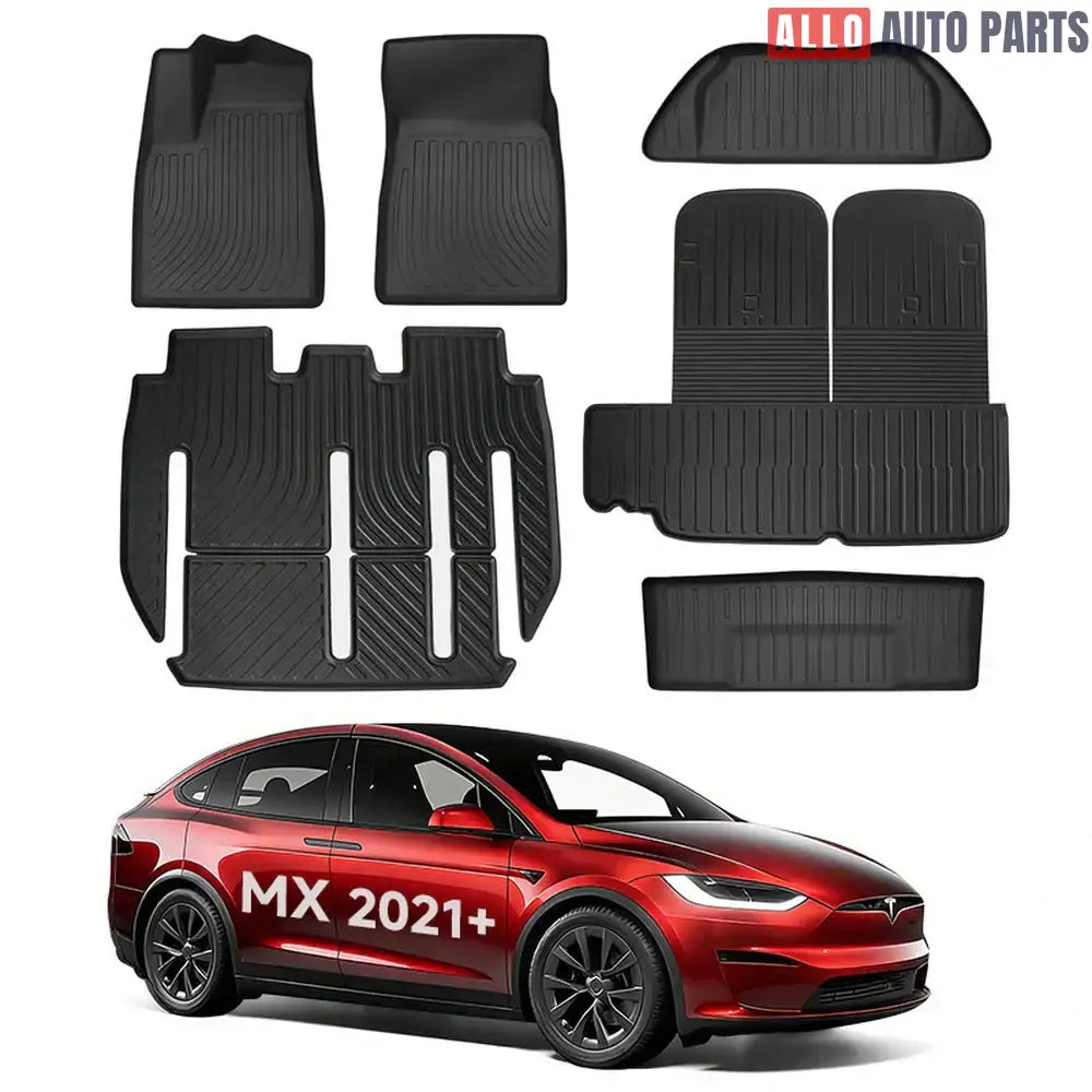 Tesla Model X 2021-2024 All Weather Floor Mats & Cargo Liners - Custom TPE Set - Tesla Interior Accessories > Floor Mat