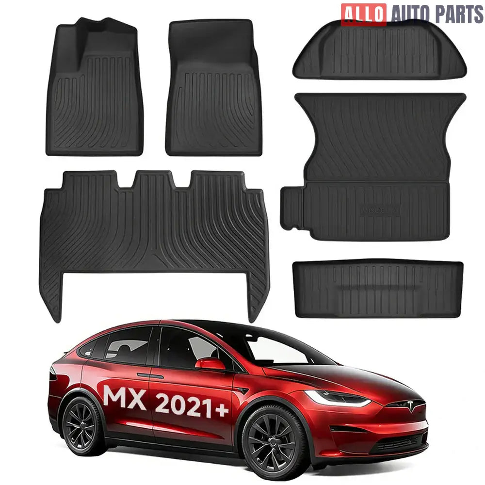 Tesla Model X 2021-2024 All Weather Floor Mats & Cargo Liners - Custom TPE Set - Tesla Interior Accessories > Floor Mat