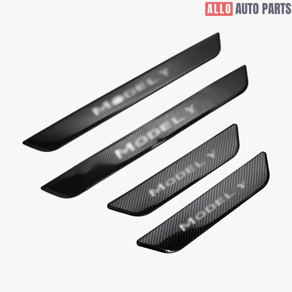 Tesla Model Y Carbon Fiber Door Sill Protectors 2020-2024 - Scuff Guard - Tesla Interior Accessories > Doors > Door