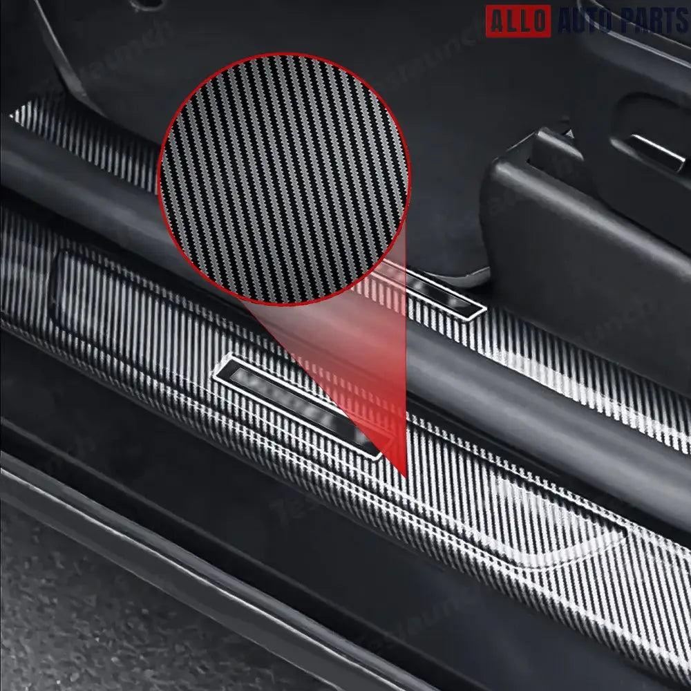 Tesla Model Y Juniper 2025+ Door Sill Protector Set - 8pc Carbon Fiber Style - 8-Piece Set - Tesla Interior