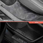 Tesla Model Y Juniper 2025+ Door Sill Protector Set - 8pc Carbon Fiber Style - 8-Piece Set - Tesla Interior