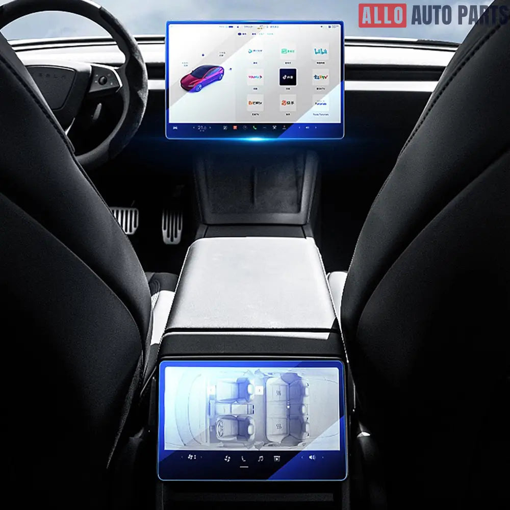Tesla Model Y Juniper 2026+ Screen Protector | 16’’ Front & Rear 9H Glass - Tesla Interior Accessories > Dashboard >