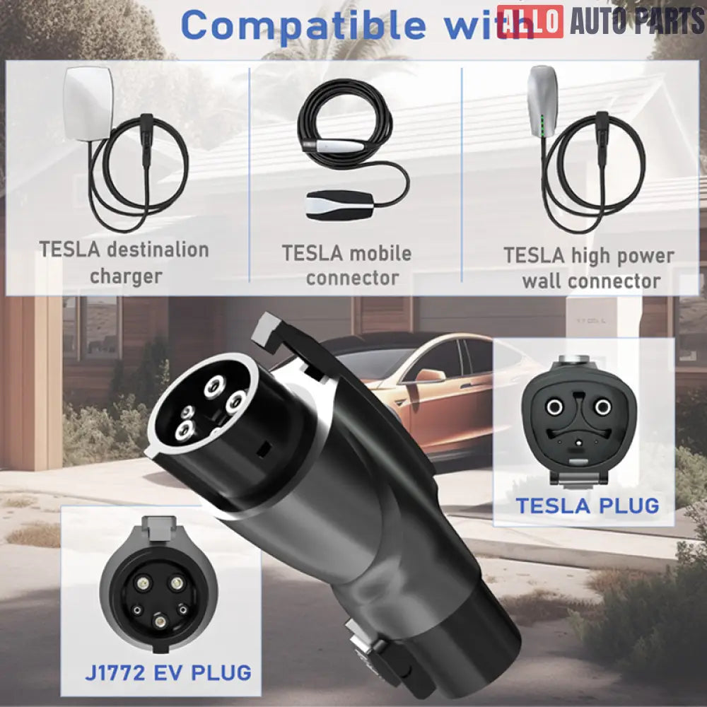 Tesla to J1772 Adapter | NACS to Type 1 EV Charger Plug | 48A Fast Charge - Black - Tesla Exterior Accessories > Charger